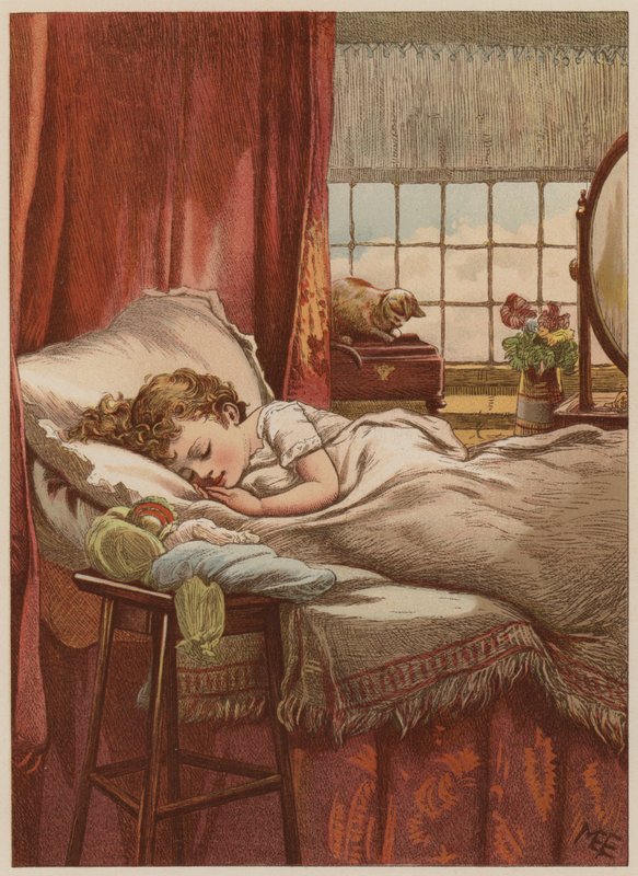 Child asleep in bed by Mary Ellen Edwards