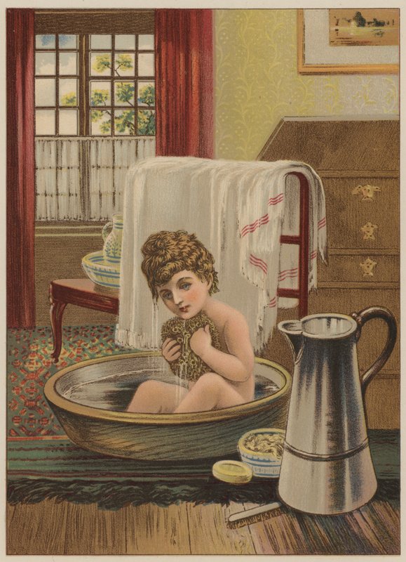 Child taking a bath by Mary Ellen Edwards