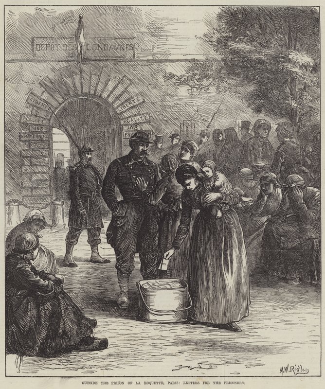 Outside the Prison of La Roquette, Paris, Letters for the Prisoners by Matthew White Ridley