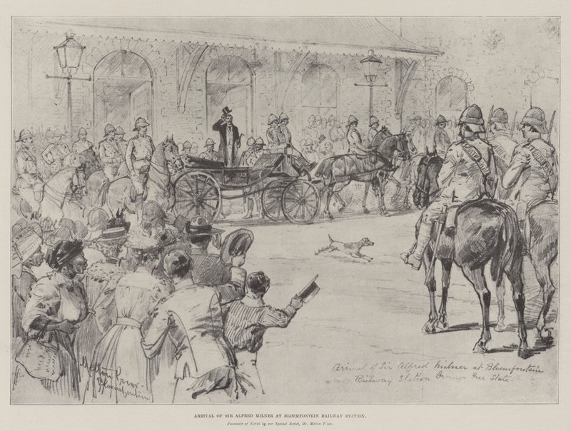 Arrival of Sir Alfred Milner at Bloemfontein Railway Station by Melton Prior