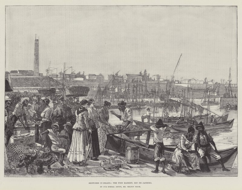 Sketches in Brazil, the Fish Market, Rio de Janeiro by Melton Prior