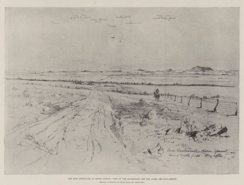 The Boer Ambuscade at Koorn Spruit, View of the Battlefield the Day after the Engagement by Melton Prior
