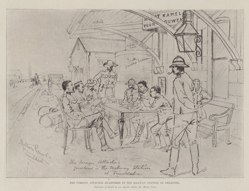 The Foreign Attaches quartered in the Railway Station at Smaldeel by Melton Prior