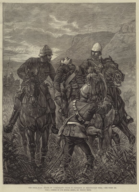 The Zulu War, Death of Lieutenant Frith in Skirmish at Erzungayan Hill by Melton Prior