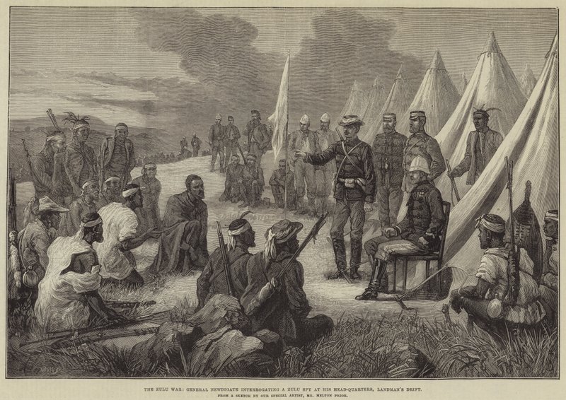 The Zulu War, General Newdigate Interrogating a Zulu Spy at his Headquarters, Landman