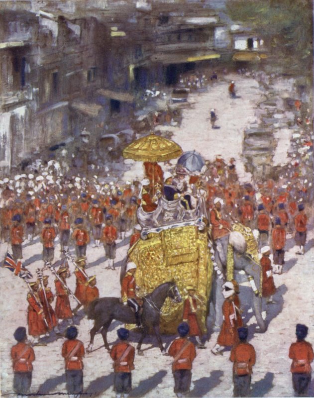 Lord and Lady Curzon entering Delhi by Mortimer Ludington Menpes