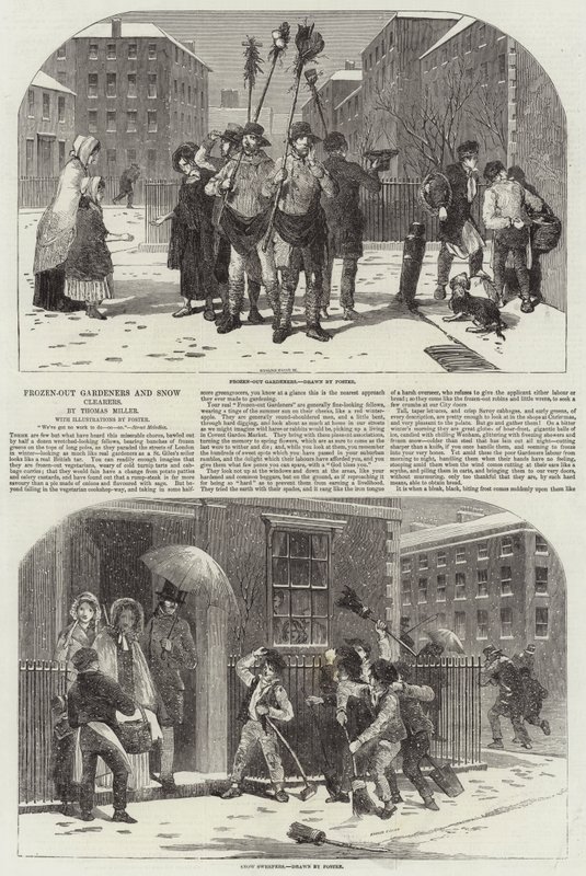Frozen-out Gardeners and Snow Clearers by Myles Birket Foster