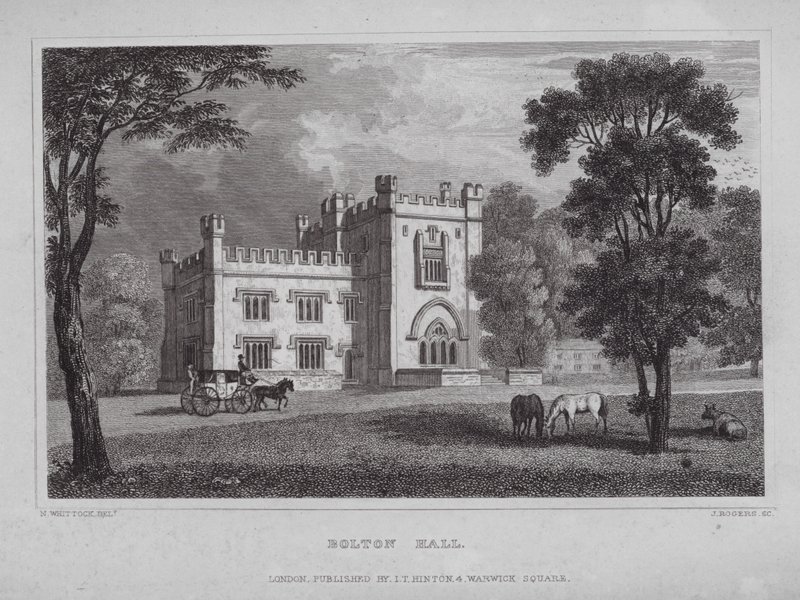 Bolton Hall by Nathaniel (after) Whittock