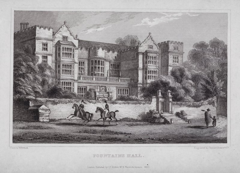 Fountains Hall by Nathaniel (after) Whittock