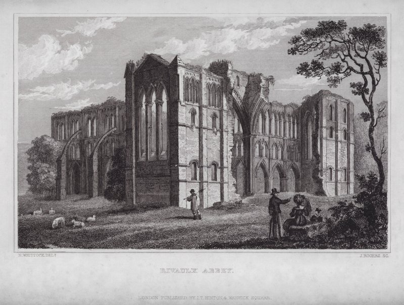 Rivaulx Abbey by Nathaniel (after) Whittock