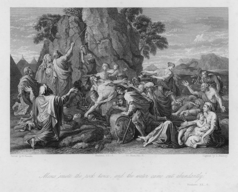 Moses Smiting the Rock by Nicolas (after) Poussin
