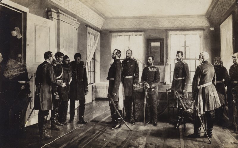 The Captured Ottoman General Osman Pasha Presented to Tsar Alexander II of Russia After Surrendering at the Siege of Pleven, Russo-Turkish War of 1877-1878 by Nikolai Dmitrievich Dmitriev Orenburgsky