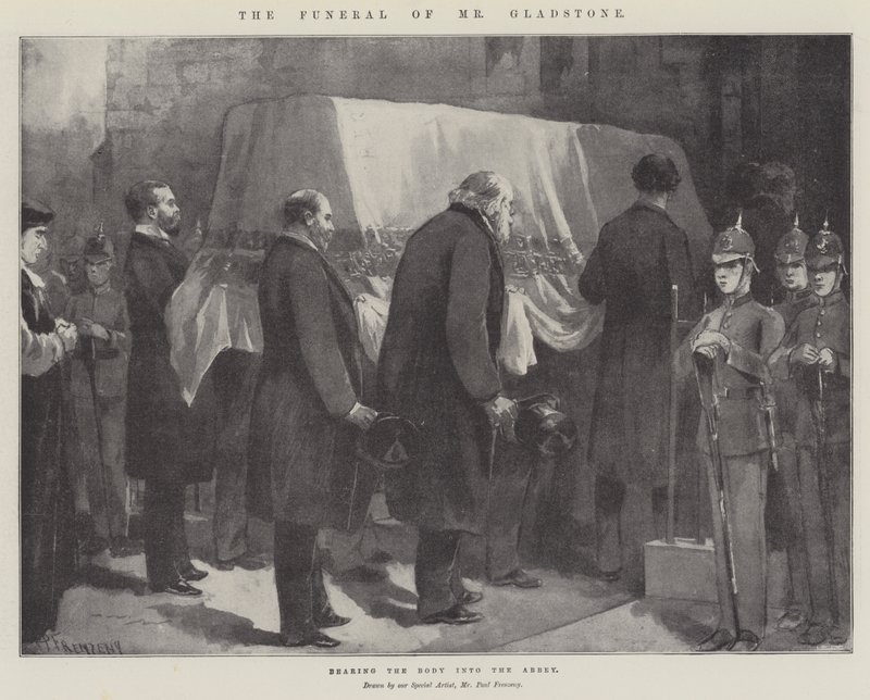 The Funeral of Mr Gladstone, Bearing the Body into the Abbey by Paul Frenzeny
