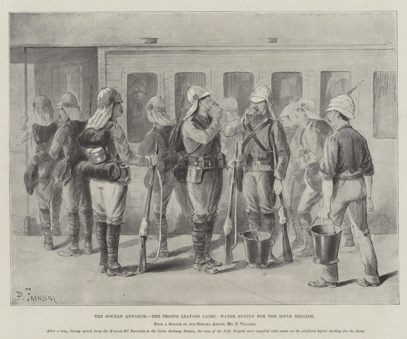 The Soudan Advance, the Troops leaving Cairo, Water Supply for the Rifle Brigade by Paul Frenzeny
