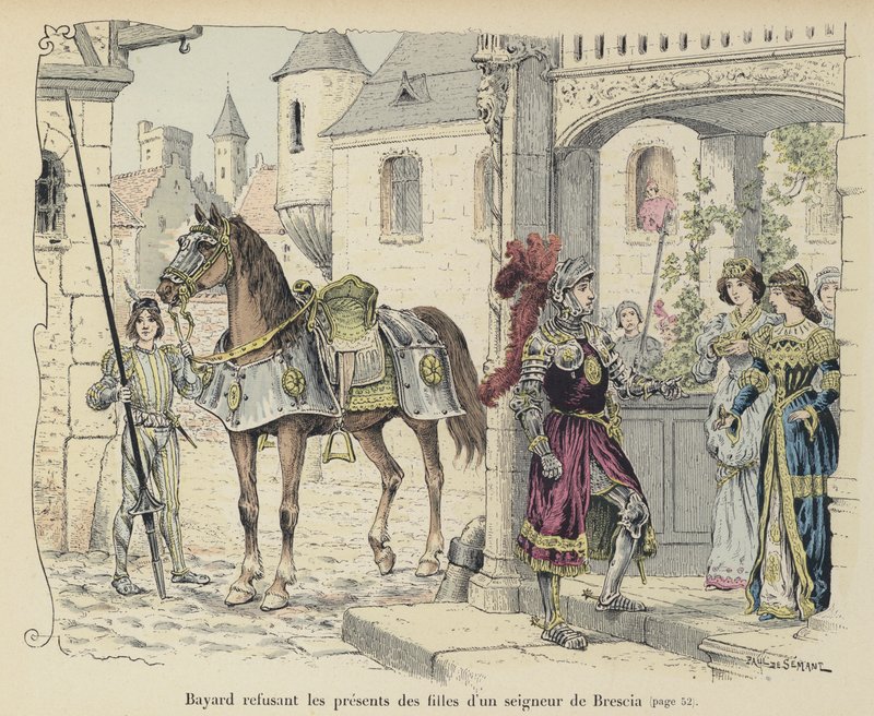 The Chevalier de Bayard Refusing the Gifts of the Daughters of a Nobleman of Brescia, Italy, 1512 by Paul de Semant