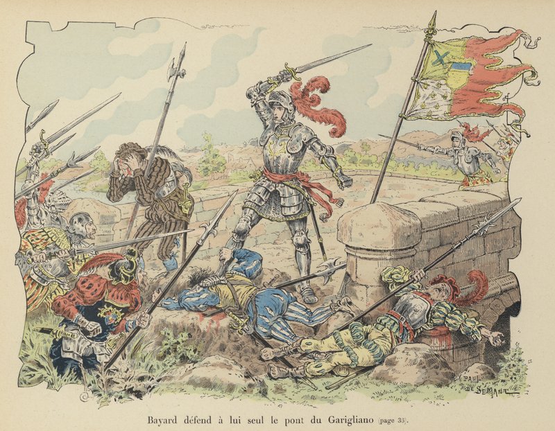 The Chevalier de Bayard single-handedly defending the bridge of Garigliano against the Spaniards, Italy, 1503 by Paul de Semant