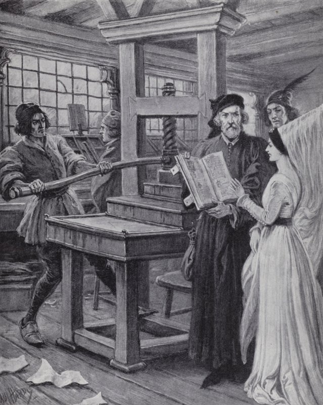 The invention of the printing press by Paul (after) Hardy