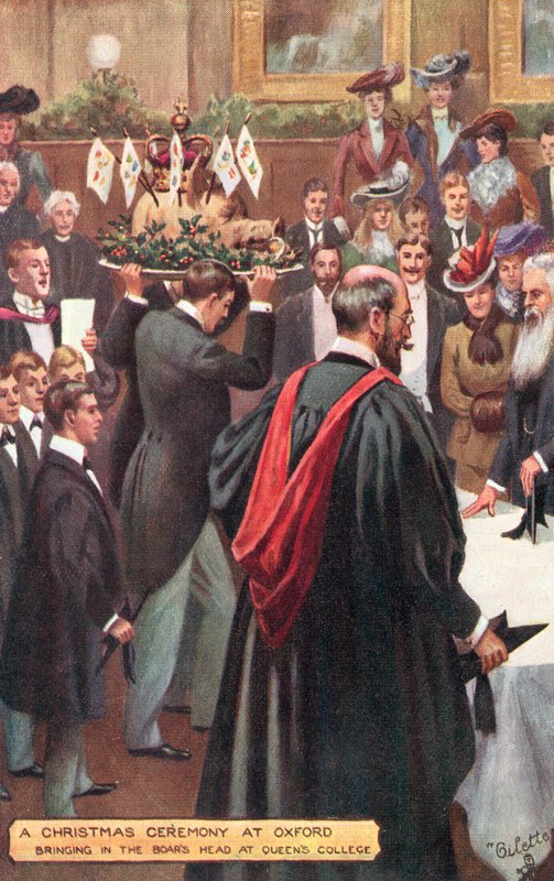 A Christmas Ceremony at Oxford University - Bringing in the Boar