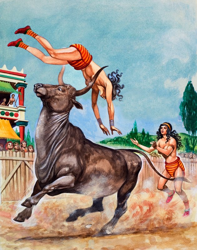 The Bull-Ring of King Minos. Minoan Bull-leapers by Peter Jackson