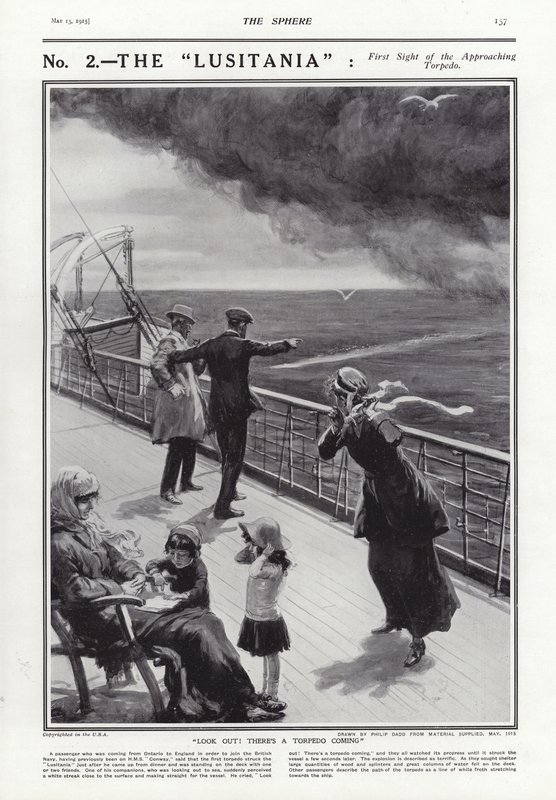 The sinking of the Lusitania, World War I, 7 May 1915 by Philip Dadd