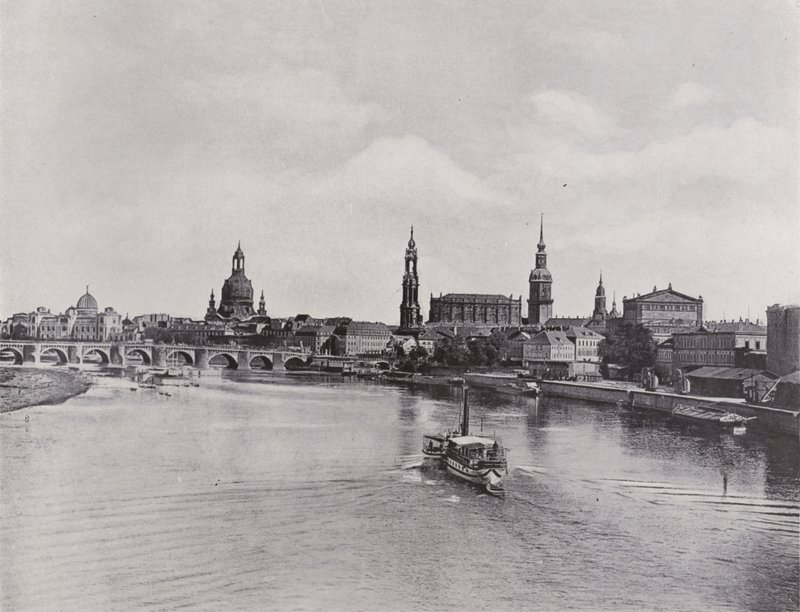 Old Town from the Marien Bridge (b/w photo) by Photographer German