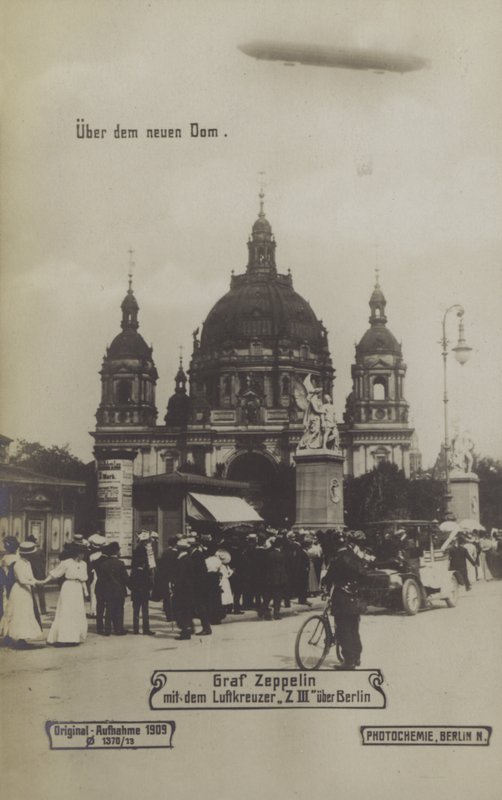 Zeppelin LZ III flying over Berlin Cathedral by Photographer German