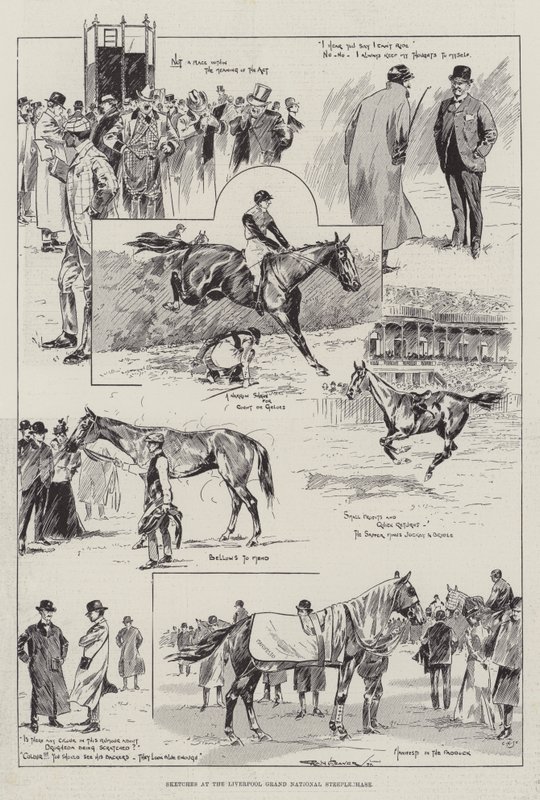 Sketches at the Liverpool Grand National Steeplechase by Ralph Cleaver