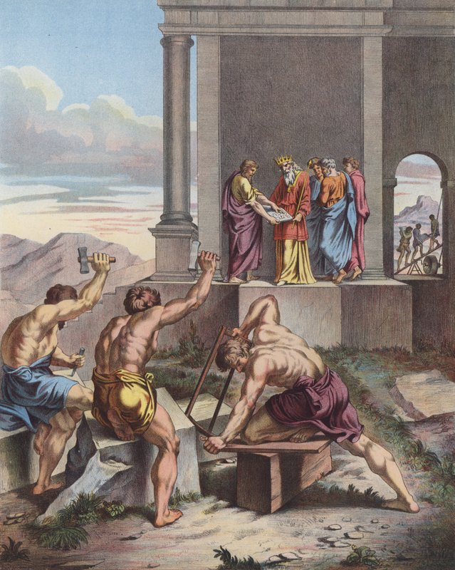 Solomon overseeing the building of the Temple of Jerusalem by Raffaello Sanzio Raphael