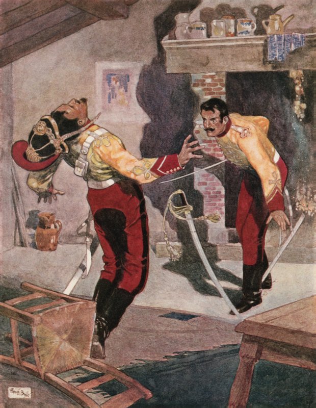 I presented my point at his body, and he ran on to it by René Bull