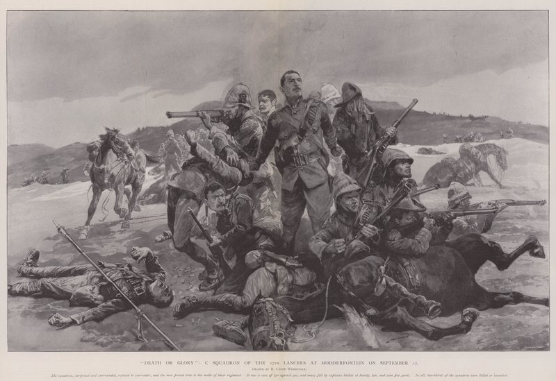 Death or Glory, C Squadron of the 17th Lancers at Modderfontein on 17 September by Richard Caton Woodville junior