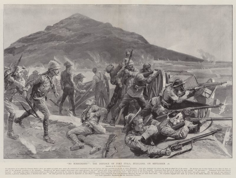 No Surrender! The Defence of Fort Itala, Zululand by Richard Caton Woodville junior