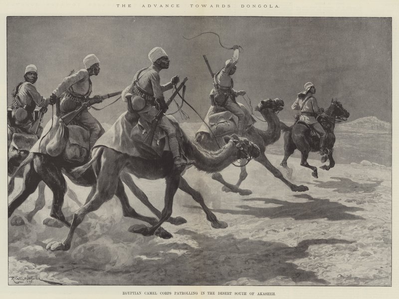 The Advance towards Dongola, Egyptian Camel Corps Patrolling in the Desert South of Akasheh by Richard Caton Woodville junior