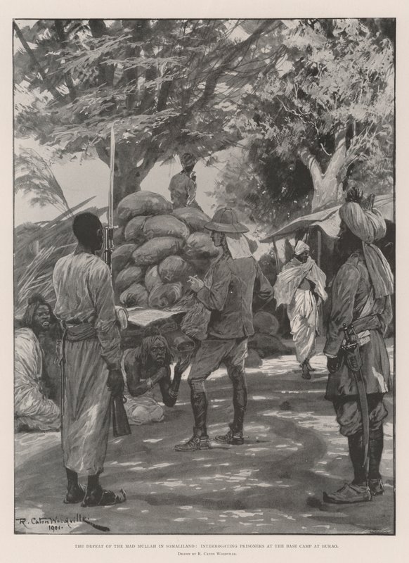 The Defeat of the Mad Mullah in Somaliland, Interrogating Prisoners at the Base Camp at Burao by Richard Caton Woodville junior
