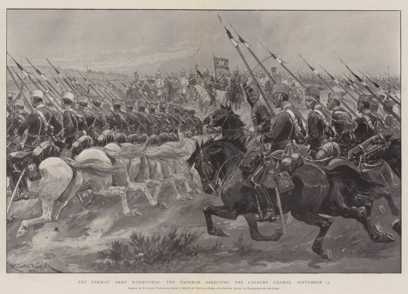 The German Army Manoeuvres, the Emperor Directing the Cavalry Charge, 12 September by Richard Caton Woodville junior