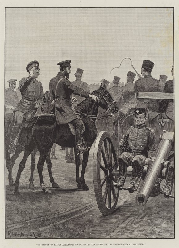 The Return of Prince Alexander to Bulgaria, the Prince on the Drill-Ground at Rustchuk by Richard Caton Woodville junior