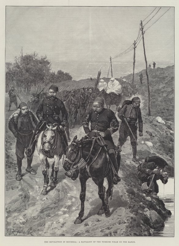 The Revolution in Roumelia, a Battalion of the Turkish Nizam on the March by Richard Caton Woodville junior
