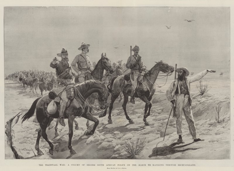 The Transvaal War, a Column of British South African Police on the March to Mafeking through Bechuanaland by Richard Caton Woodville junior