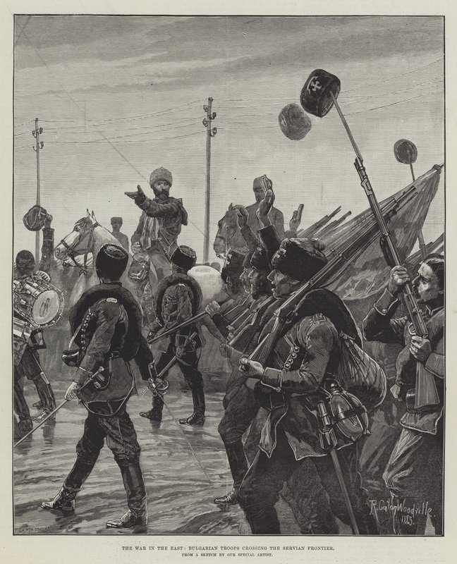 The War in the East, Bulgarian Troops crossing the Servian Frontier by Richard Caton Woodville junior