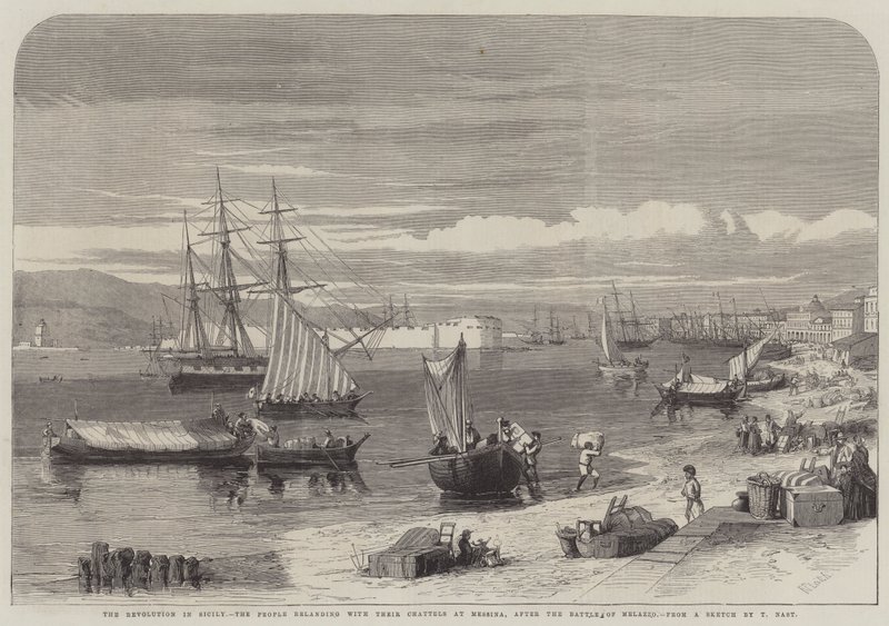 The Revolution in Sicily, the People Relanding with their Chattels at Messina, after the Battle of Melazzo by Richard Principal Leitch
