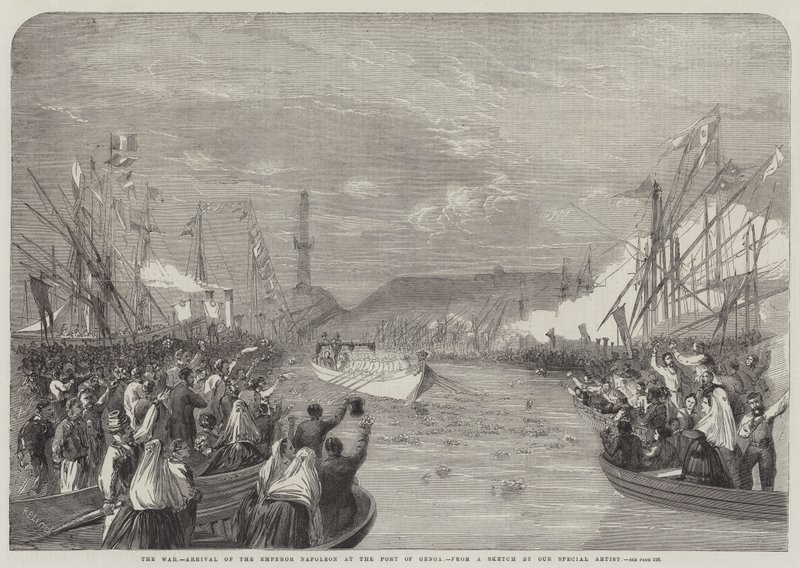 The War, Arrival of the Emperor Napoleon at the Port of Genoa by Richard Principal Leitch