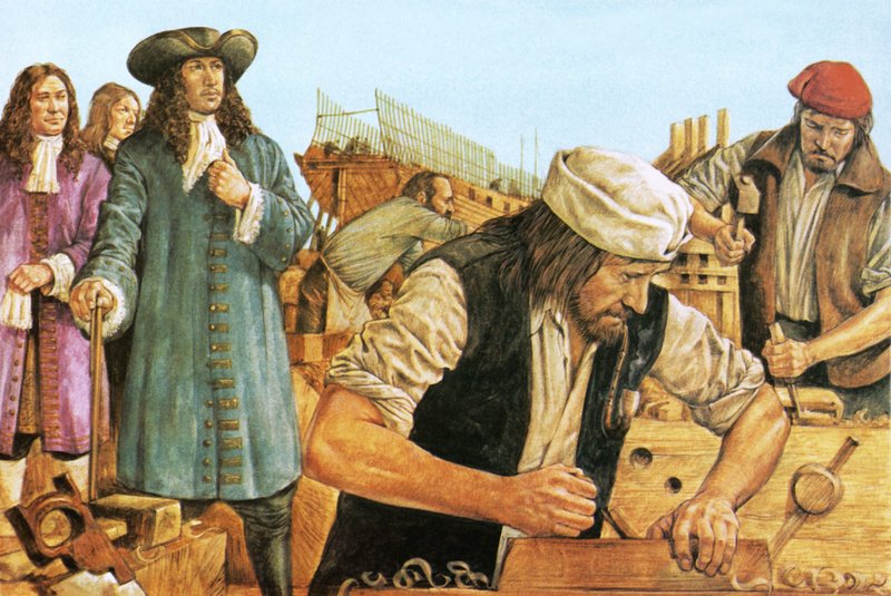 Peter the Great visiting a shipyard by Richard Hook
