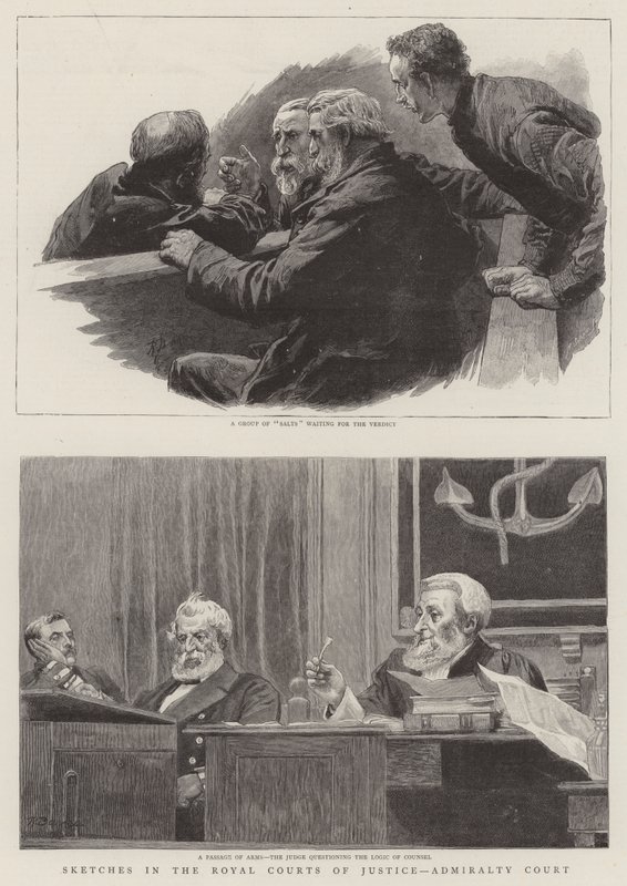 Sketches in the Royal Courts of Justice, Admiralty Court by Robert Barnes