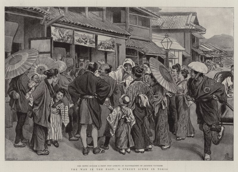 The War in the East, a Street Scene in Tokyo by Robert Barnes
