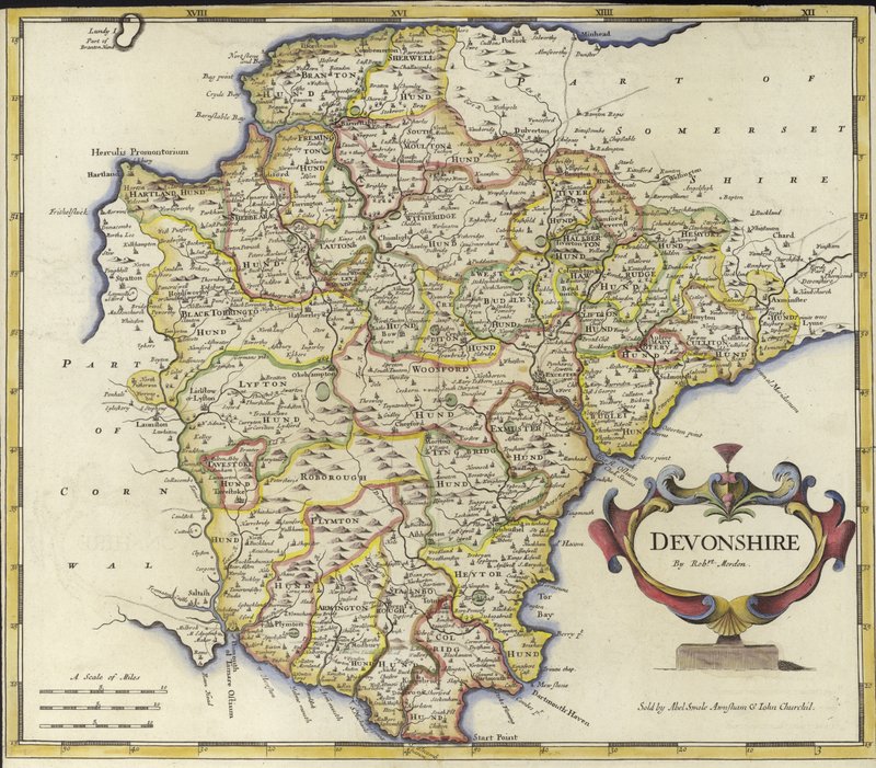 Map of Devonshire by Robert Morden