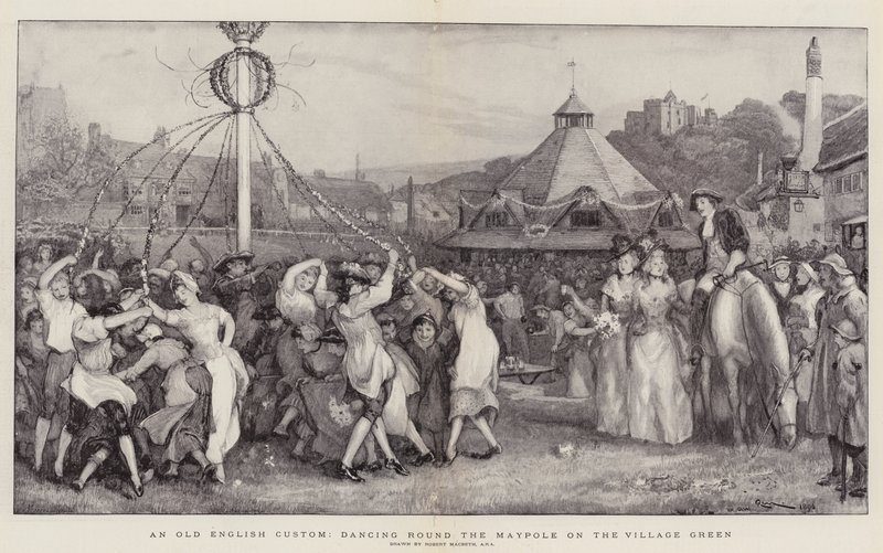 An Old English Custom, Dancing Round the Maypole on the Village Green by Robert Walker Macbeth