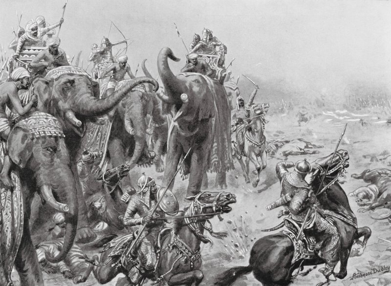 Babar introduces Field Guns at Panipat by Robert Ambrose Dudley