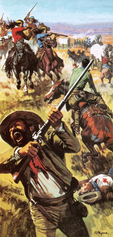 Apaches Attacking Refugees from Santa Rita by Roger Payne