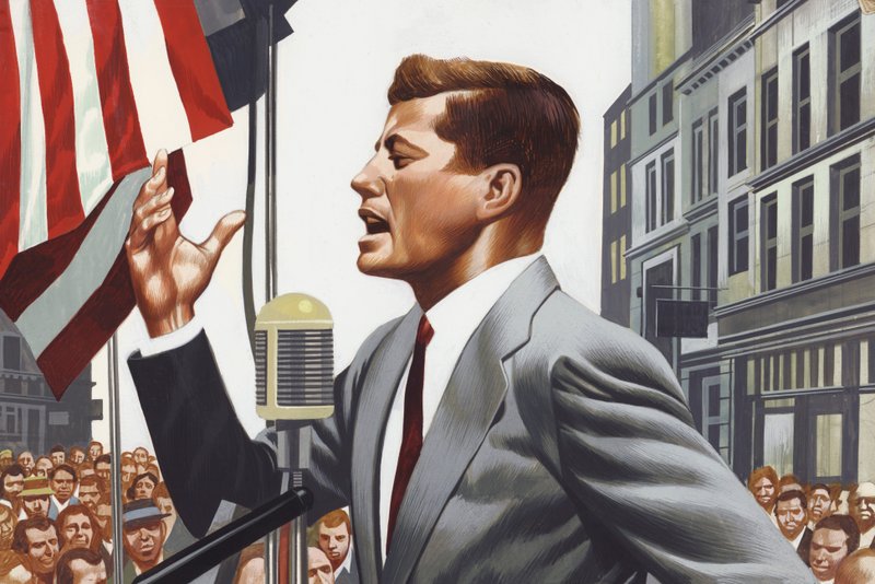 John Kennedy Speaking by Ron Embleton