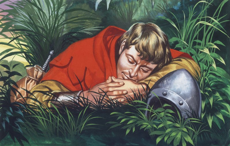 Knight Resting by Ron Embleton