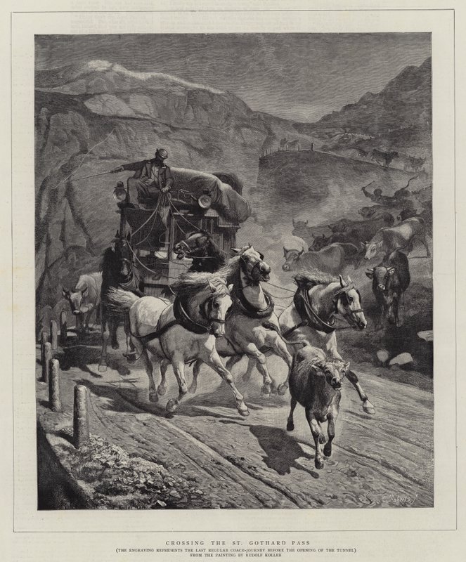 Crossing the St Gothard Pass by Rudolf Johann Koller